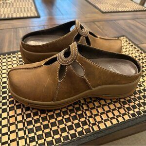 Dansko Leather Slip-On Mules Brown Comfort Clogs Sz 8 Rustic Chic Boho